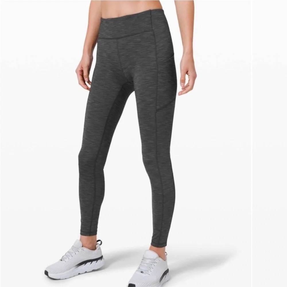 Lululemon Speed Up Tight 28" Heathered Black Gray Zipper Pocket Leggings